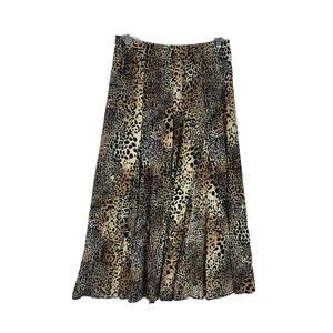 Chico's Womens Leopard Cheetah Print Animal Skirt Midi A line Size 1